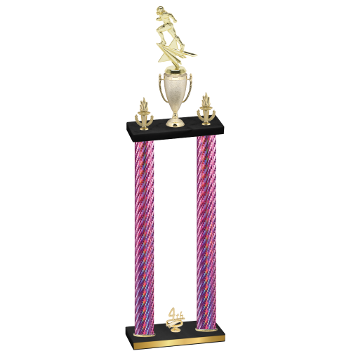 Double Pink Carbon Fiber Fourth Place Football Trophy