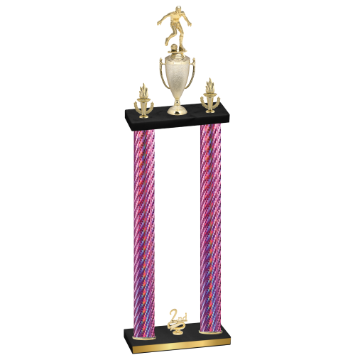 Double Pink Carbon Fiber Second Place Soccer Trophy
