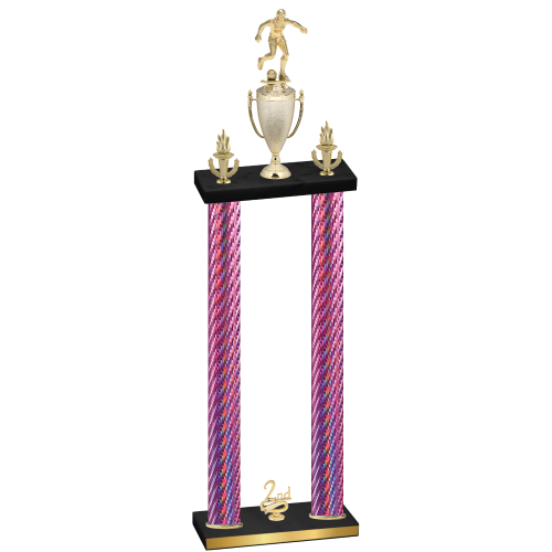Double Pink Carbon Fiber Second Place Soccer Trophy