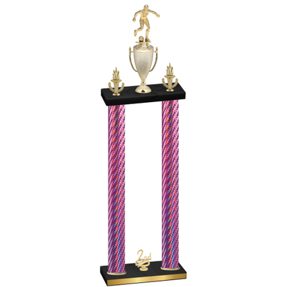 Double Pink Carbon Fiber Second Place Soccer Trophy