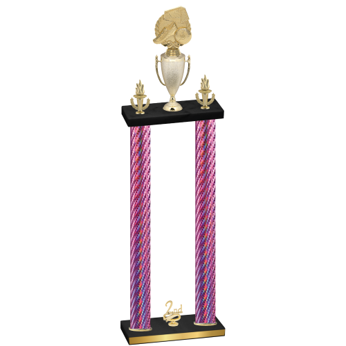 Double Pink Carbon Fiber Second Place Soccer Trophy
