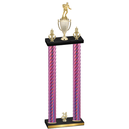 Double Pink Carbon Fiber Year Rugby Trophy