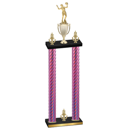 Double Pink Carbon Fiber Victory Volleyball Trophy