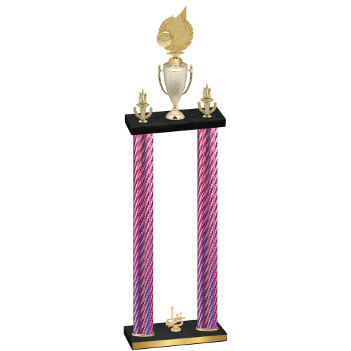 Double Pink Carbon Fiber First Place Volleyball Trophy