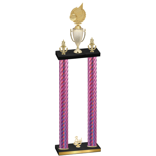 Double Pink Carbon Fiber Third Place Volleyball Trophy