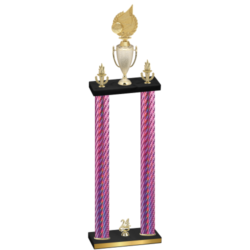 Double Pink Carbon Fiber Year Volleyball Trophy