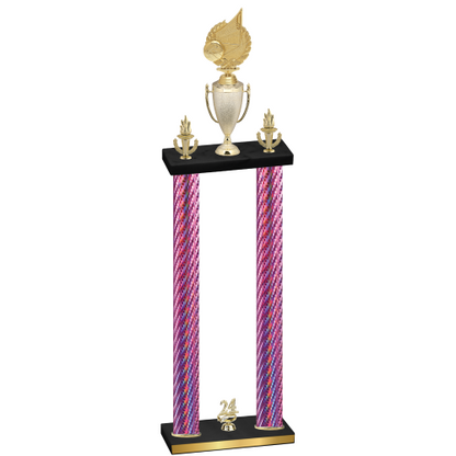 Double Pink Carbon Fiber Year Volleyball Trophy