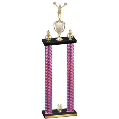 Double Pink Carbon Fiber Year Cheerleading Trophy