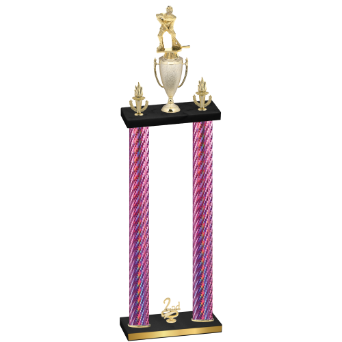 Double Pink Carbon Fiber Second Place Hockey Trophy