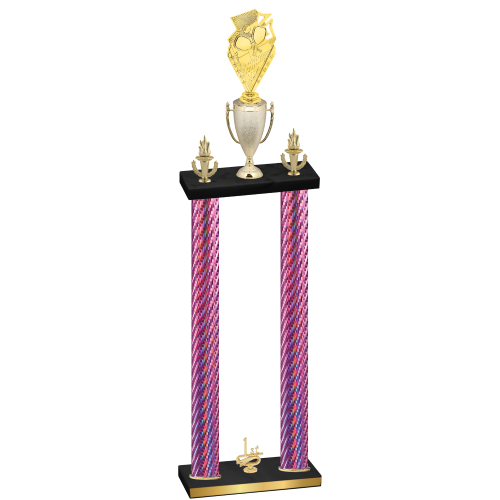 Double Pink Carbon Fiber First Place Pickleball Trophy