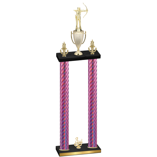 Double Pink Carbon Fiber Third Place Archery Trophy