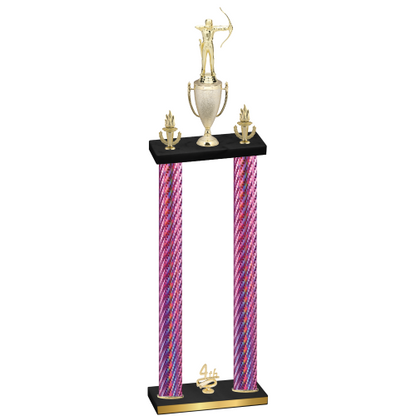 Double Pink Carbon Fiber Fourth Place Archery Trophy