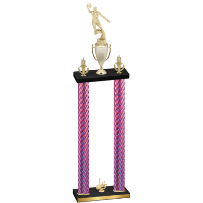 Double Pink Carbon Fiber First Place Basketball Trophy