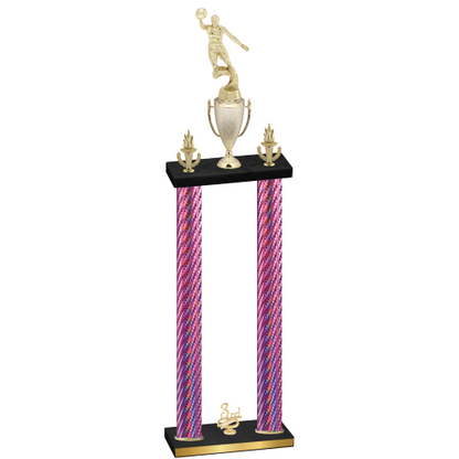 Double Pink Carbon Fiber Third Place Basketball Trophy