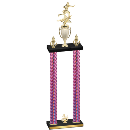 Double Pink Carbon Fiber Fourth Place Flag Football Trophy