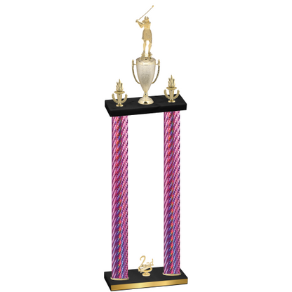 Double Pink Carbon Fiber Second Place Golf Trophy