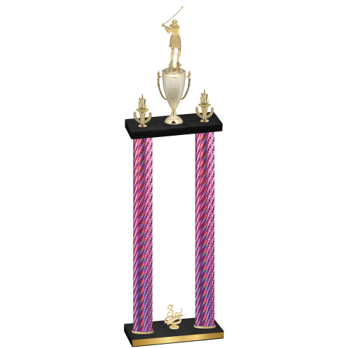 Double Pink Carbon Fiber Third Place Golf Trophy