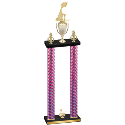 Double Pink Carbon Fiber Third Place Golf Trophy