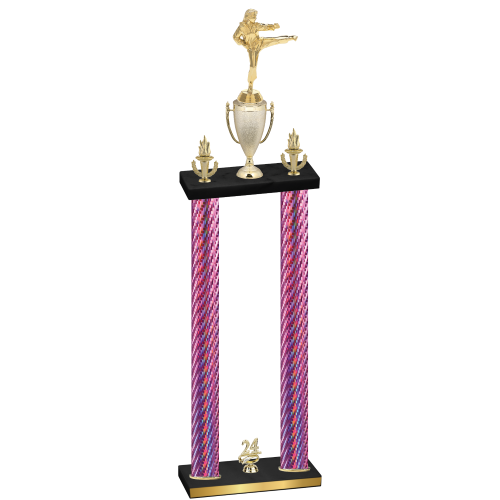 Double Pink Carbon Fiber Year Karate Trophy