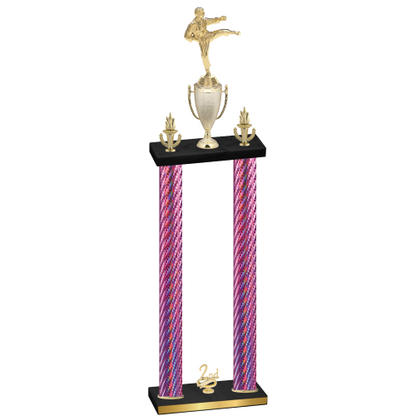 Double Pink Carbon Fiber Second Place Karate Trophy