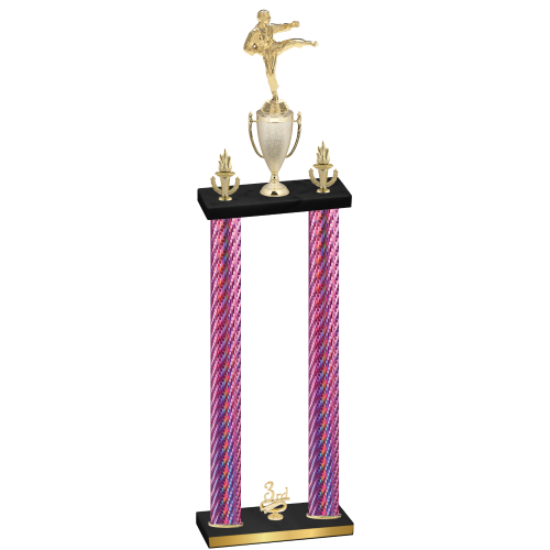 Double Pink Carbon Fiber Third Place Karate Trophy
