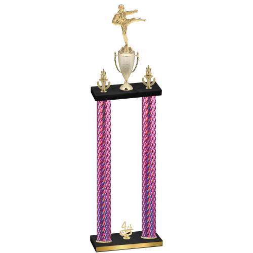Double Pink Carbon Fiber Fourth Place Karate Trophy