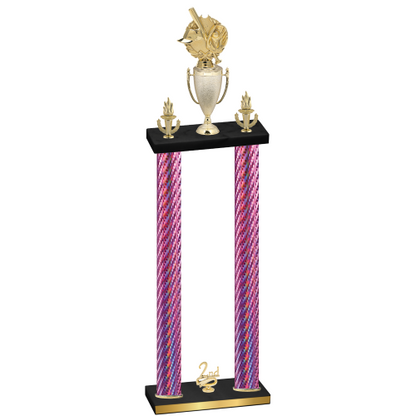 Double Pink Carbon Fiber Second Place Baseball Trophy
