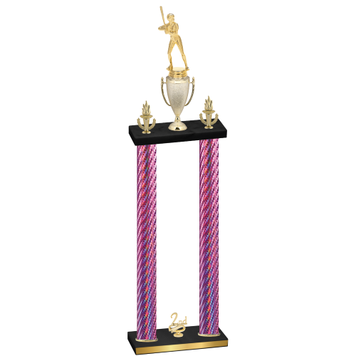 Double Pink Carbon Fiber Second Place Softball Trophy