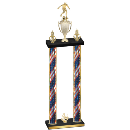 Double Flag USA Fourth Place Soccer Trophy