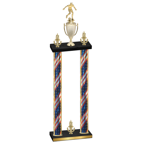 Double Flag USA Victory Soccer Trophy