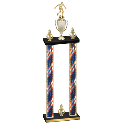Double Flag USA Victory Soccer Trophy