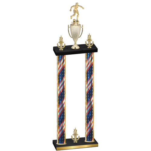 Double Flag USA Victory Soccer Trophy