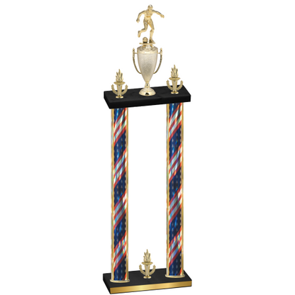 Double Flag USA Victory Soccer Trophy