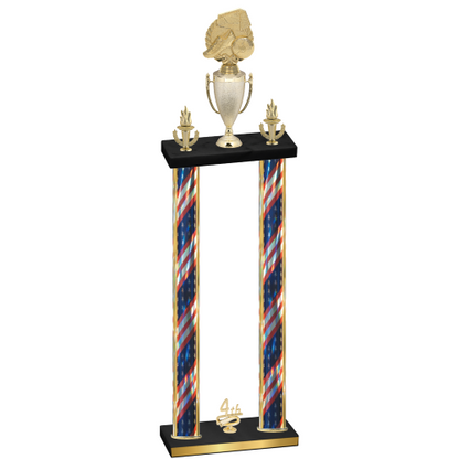 Double Flag USA Fourth Place Soccer Trophy