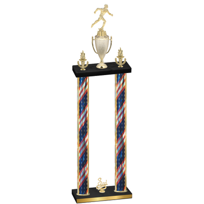 Double Flag USA Third Place Running Trophy