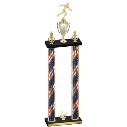 Double Flag USA Third Place Running Trophy