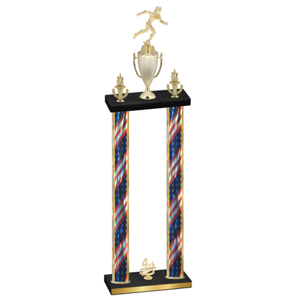 Double Flag USA Fourth Place Running Trophy