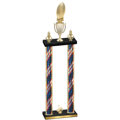 Double Flag USA First Place Football Trophy