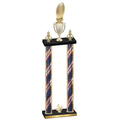 Double Flag USA Fourth Place Football Trophy