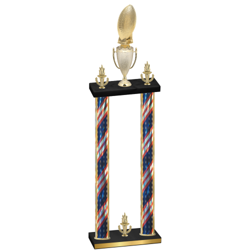 Double Flag USA Victory Football Trophy