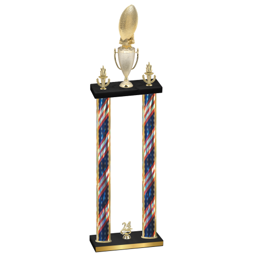Double Flag USA Year Football Trophy