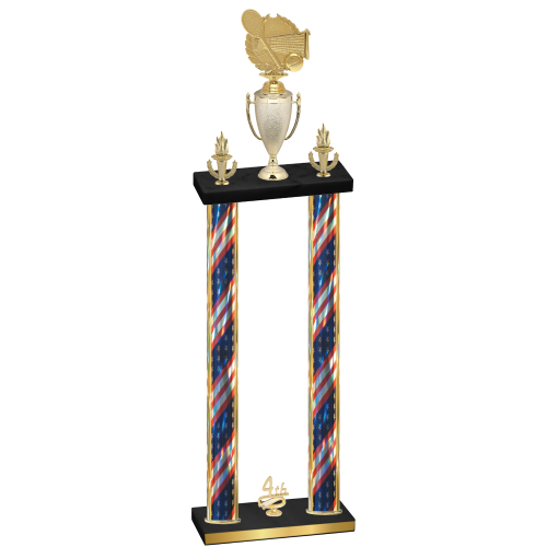 Double Flag USA Fourth Place Tennis Trophy