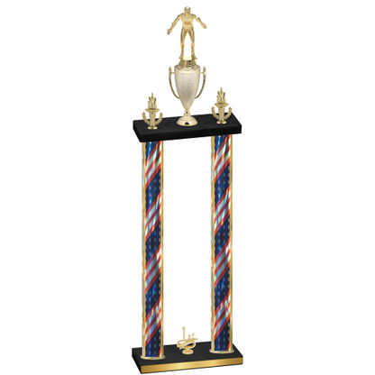 Double Flag USA First Place Wrestling Trophy