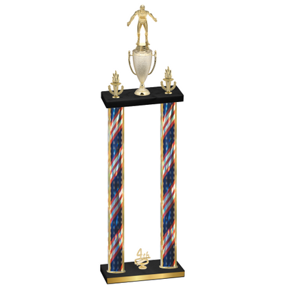 Double Flag USA Fourth Place Wrestling Trophy