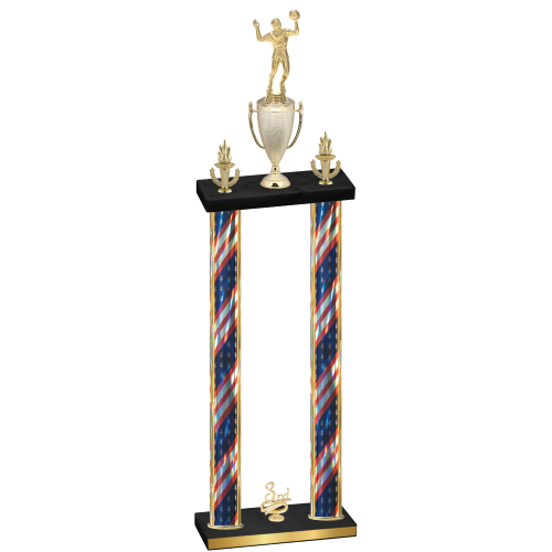 Double Flag USA Third Place Volleyball Trophy