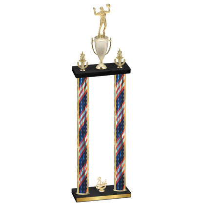 Double Flag USA Third Place Volleyball Trophy
