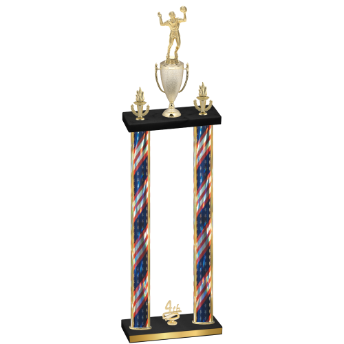 Double Flag USA Fourth Place Volleyball Trophy