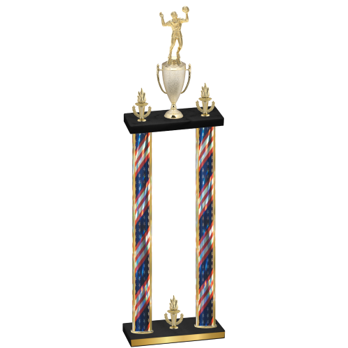 Double Flag USA Victory Volleyball Trophy