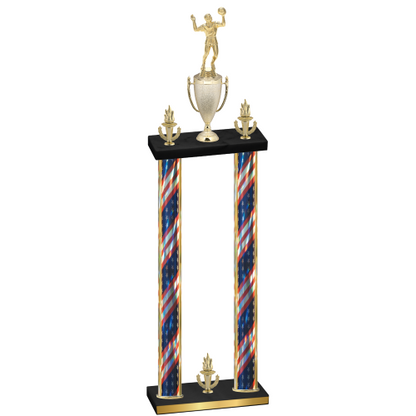 Double Flag USA Victory Volleyball Trophy