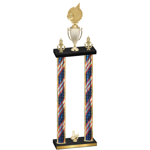 Double Flag USA Third Place Volleyball Trophy